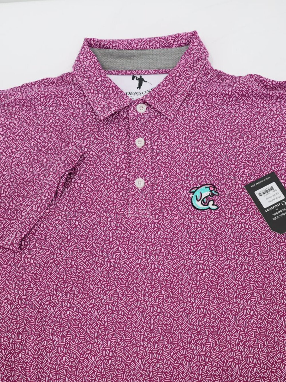 NWT Anderson Ord Polo Shirt Mens medium Performance Golf Bayou polo pink Stretch
